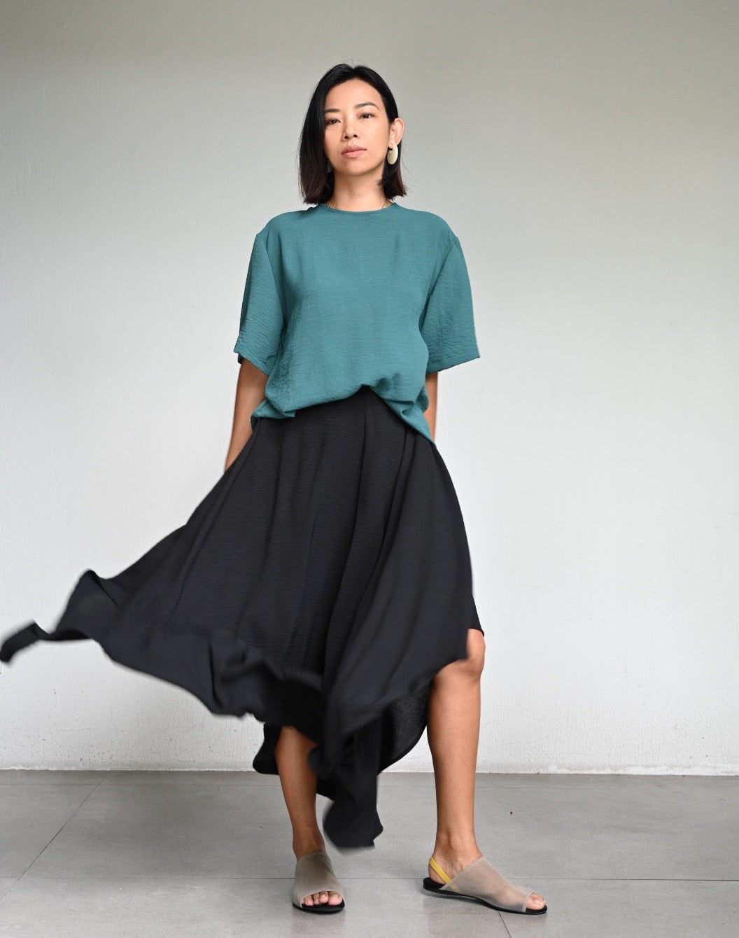 Sarong Pants in Textured Crepe