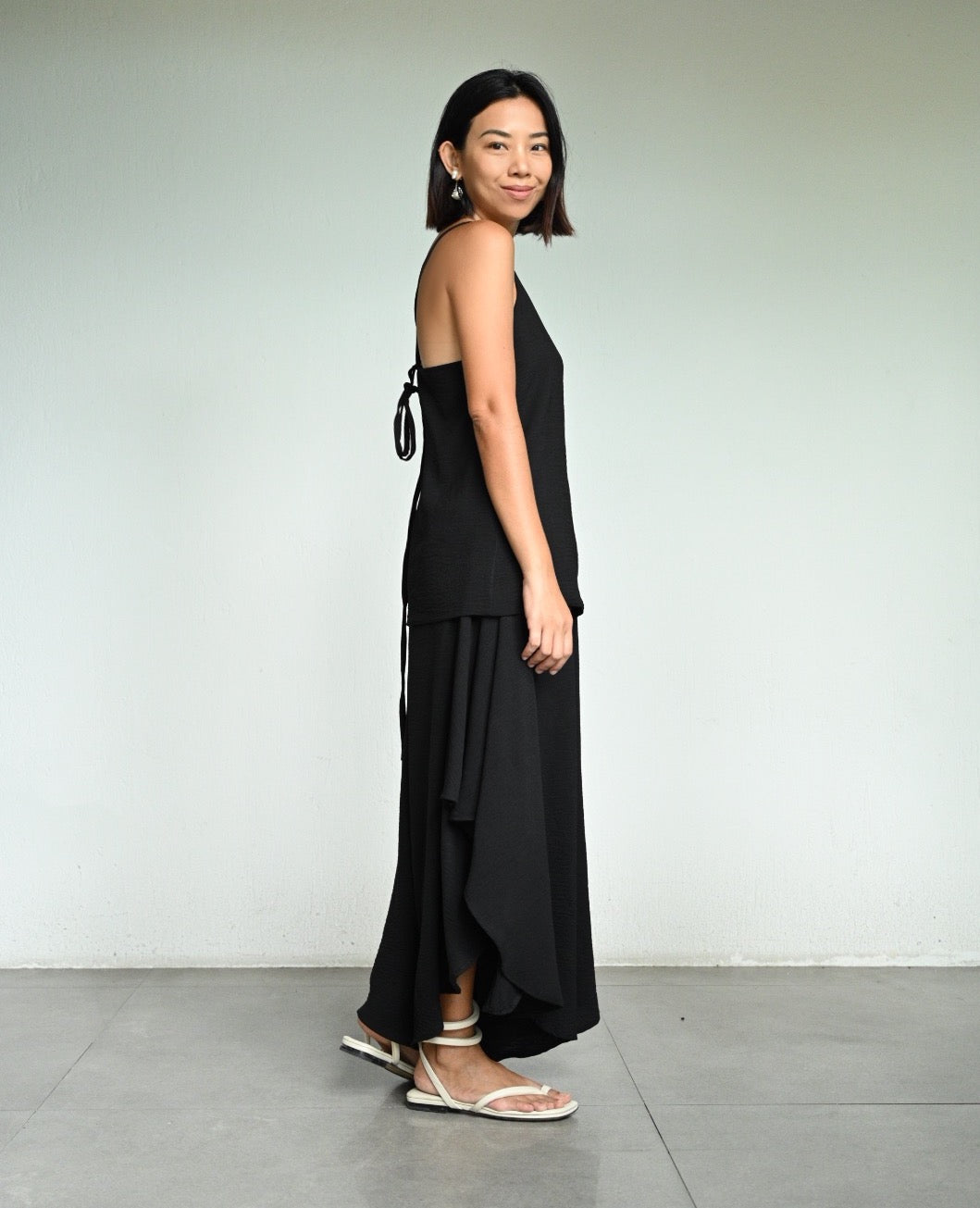 Sarong Pants in Textured Crepe