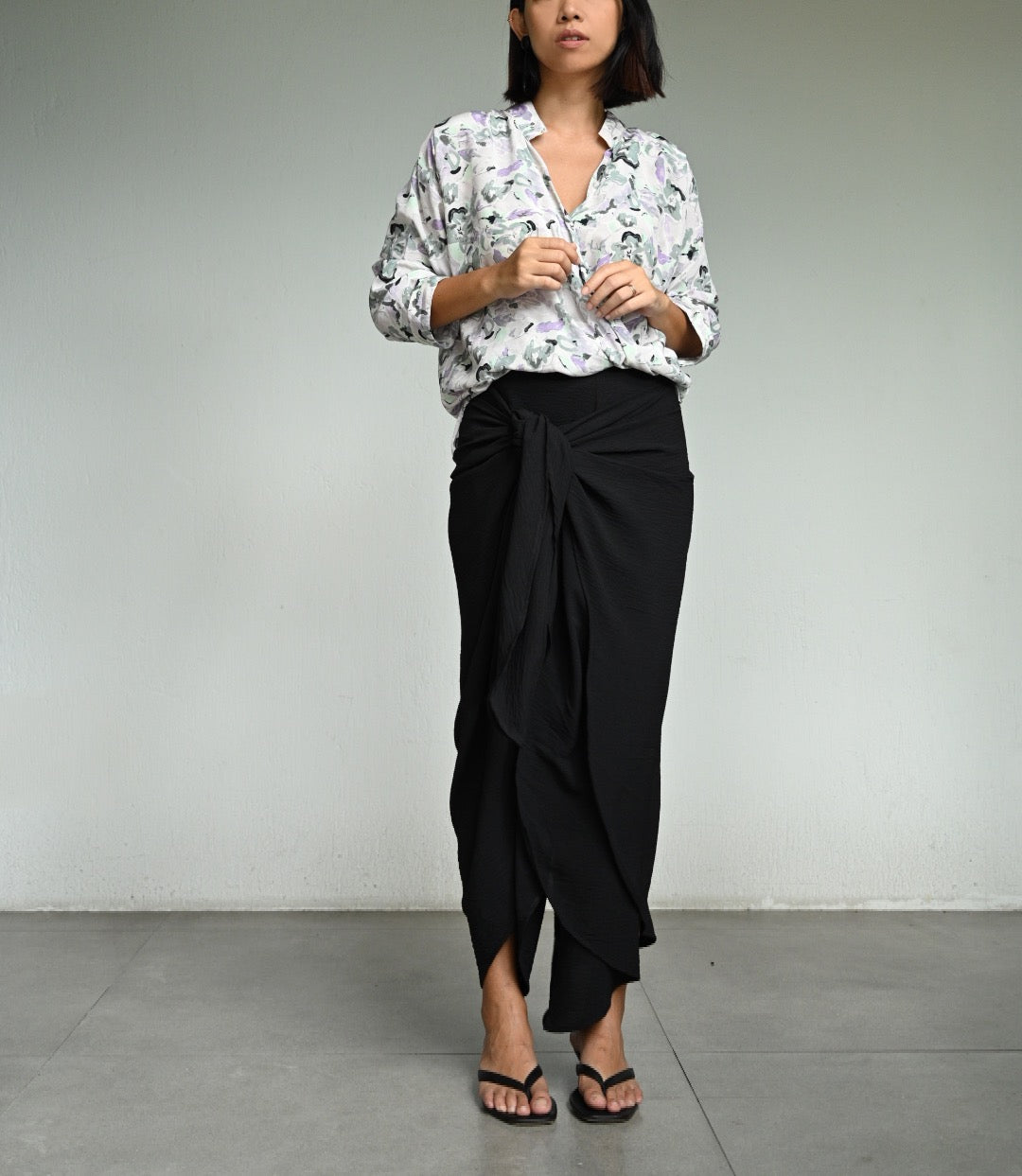 Sarong Pants in Textured Crepe