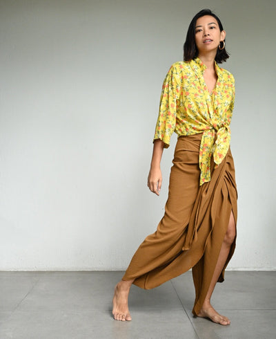 Sarong Pants in Textured Crepe